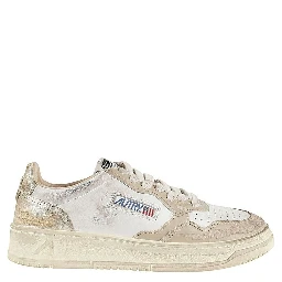 Beige Leather Low Top Sneakers