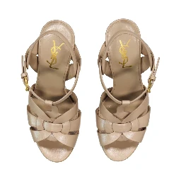 Beige Calfskin Platform Sandals