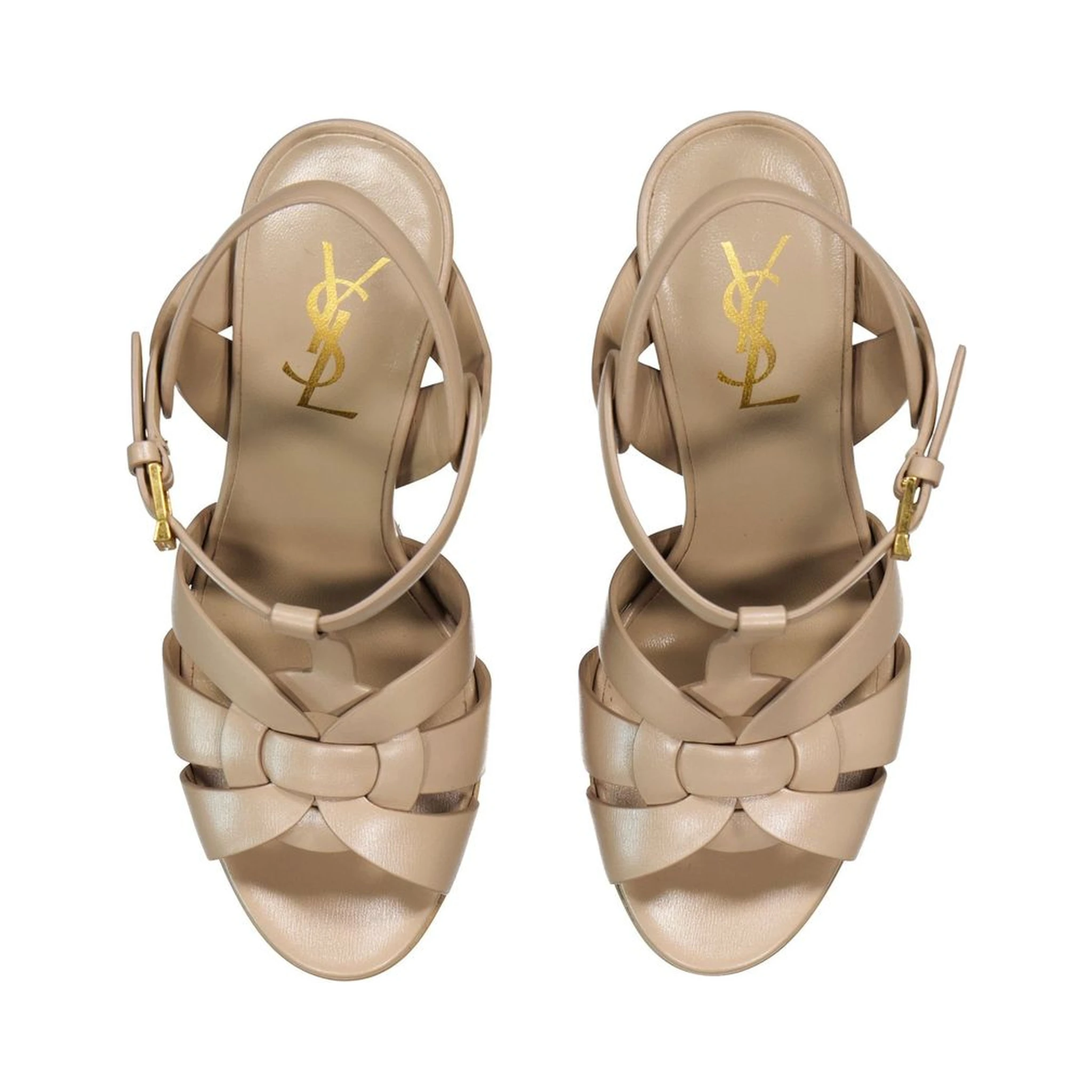 Beige Calfskin Platform Sandals