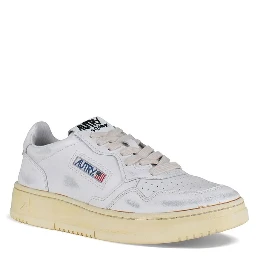 White Leather Low Top Sneakers