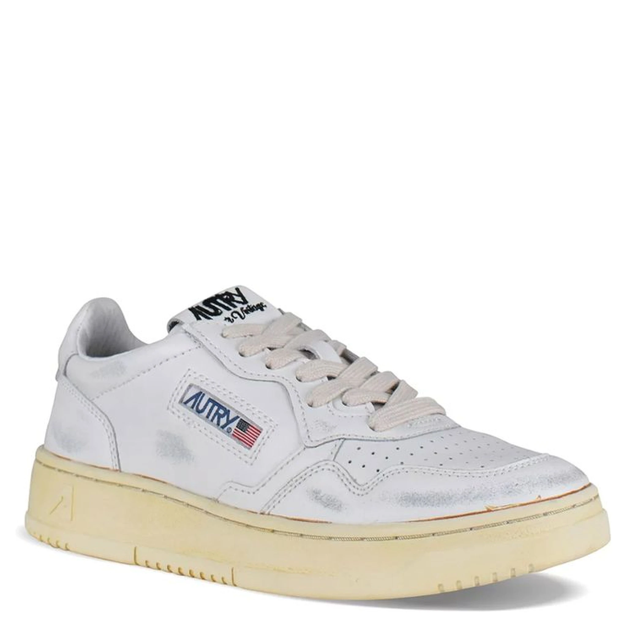 White Leather Low Top Sneakers