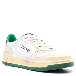 White Leather Low Top Sneakers