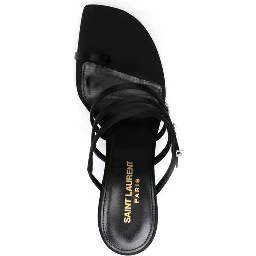 Black Silk Stiletto Heel Sandals