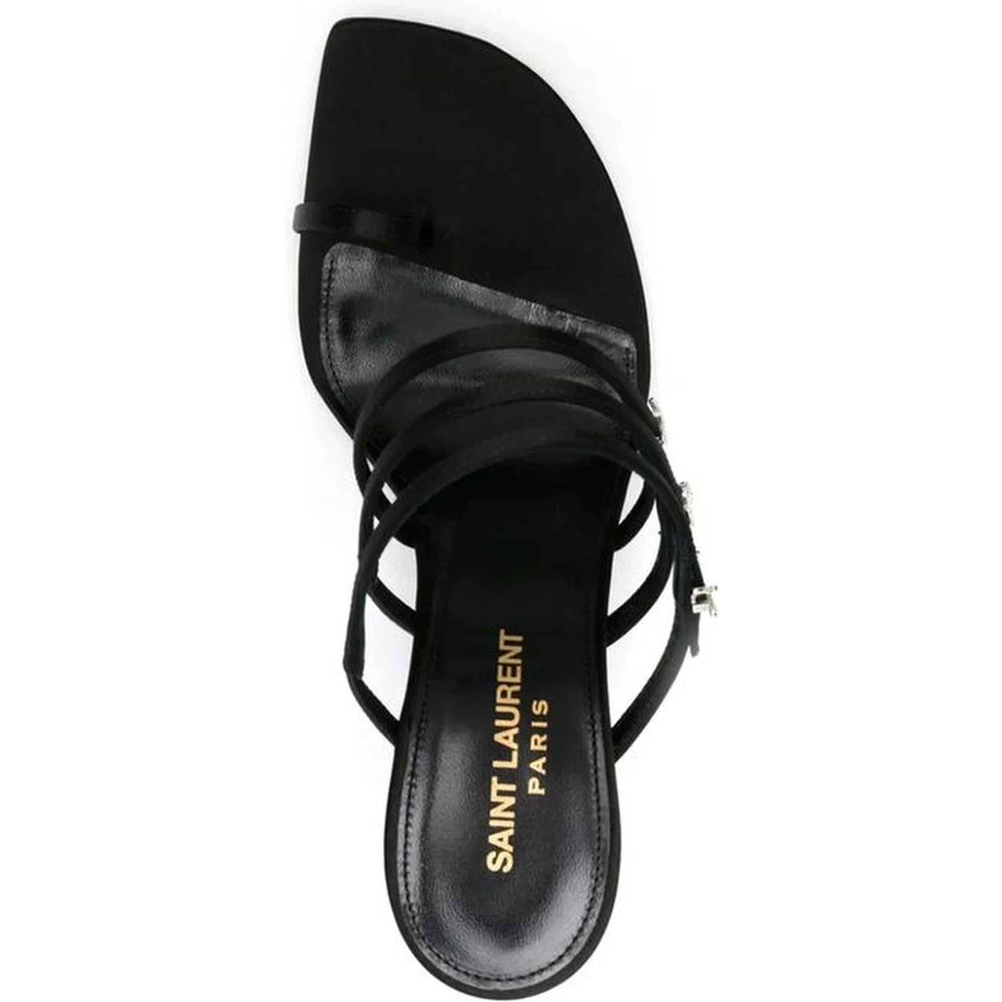 Black Silk Stiletto Heel Sandals