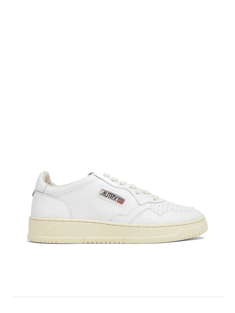White Leather Low Top Sneakers