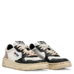 White Leather Low Top Sneakers