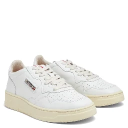 White Leather Low Top Sneakers