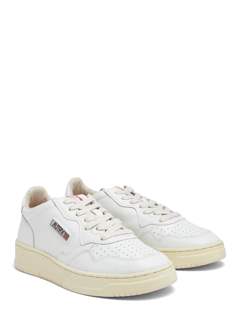 White Leather Low Top Sneakers
