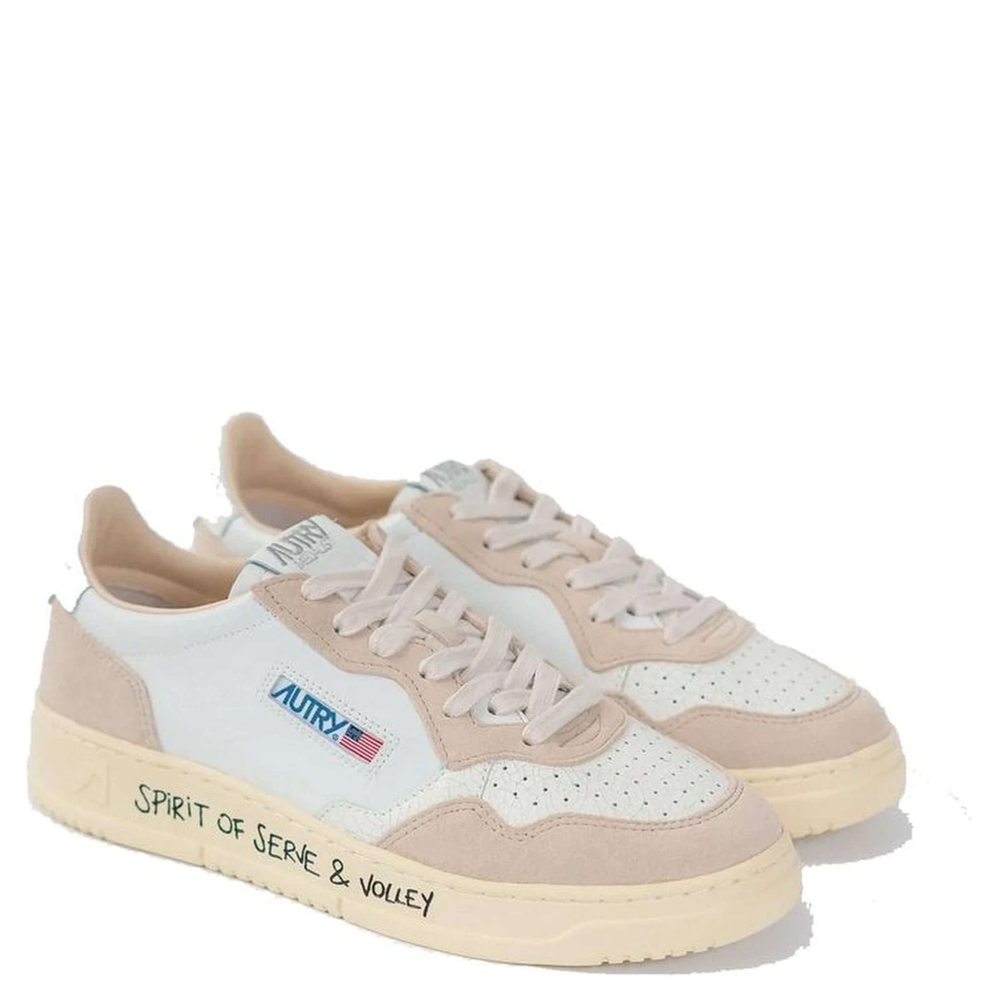 White Goatskin Low Top Sneakers