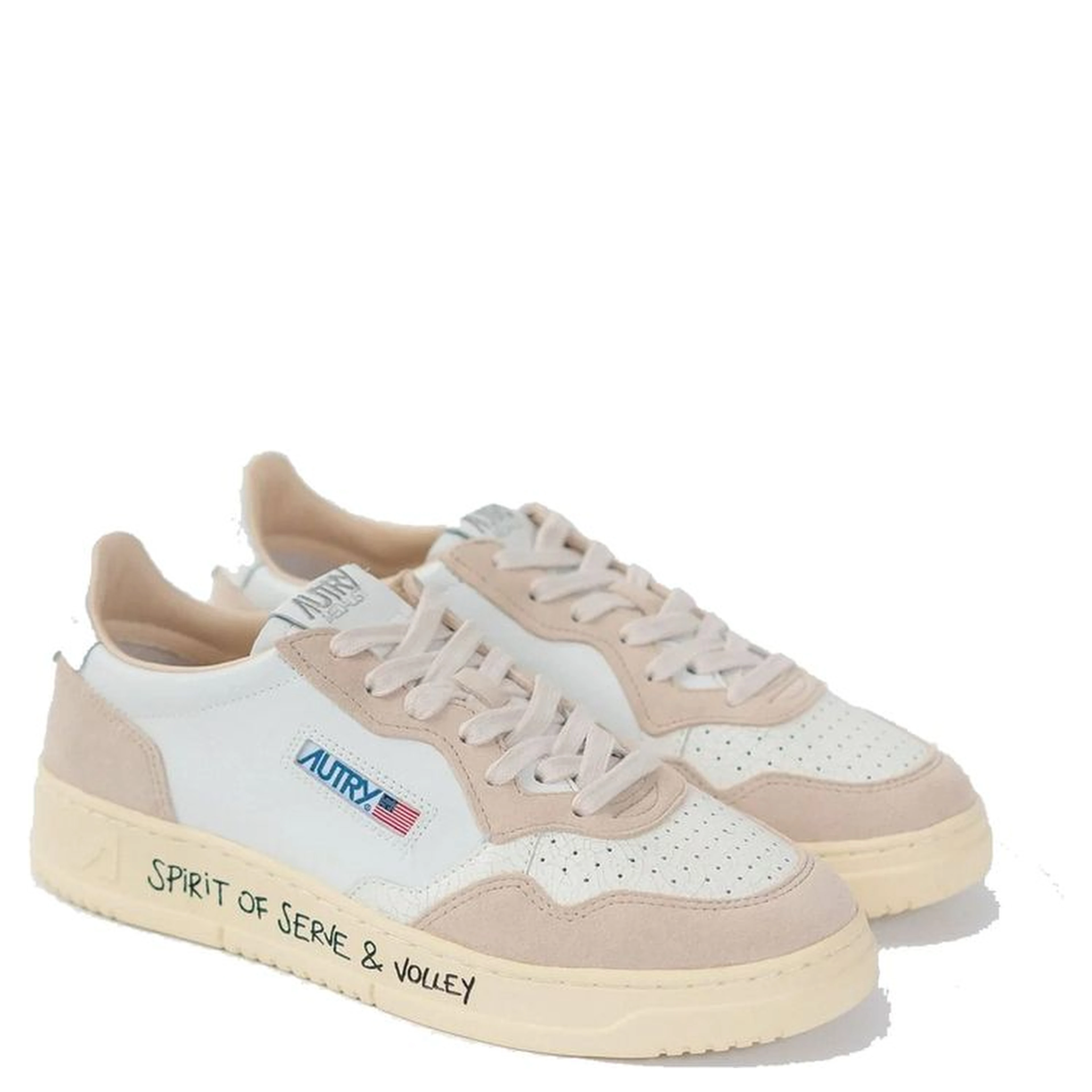 White Goatskin Low Top Sneakers