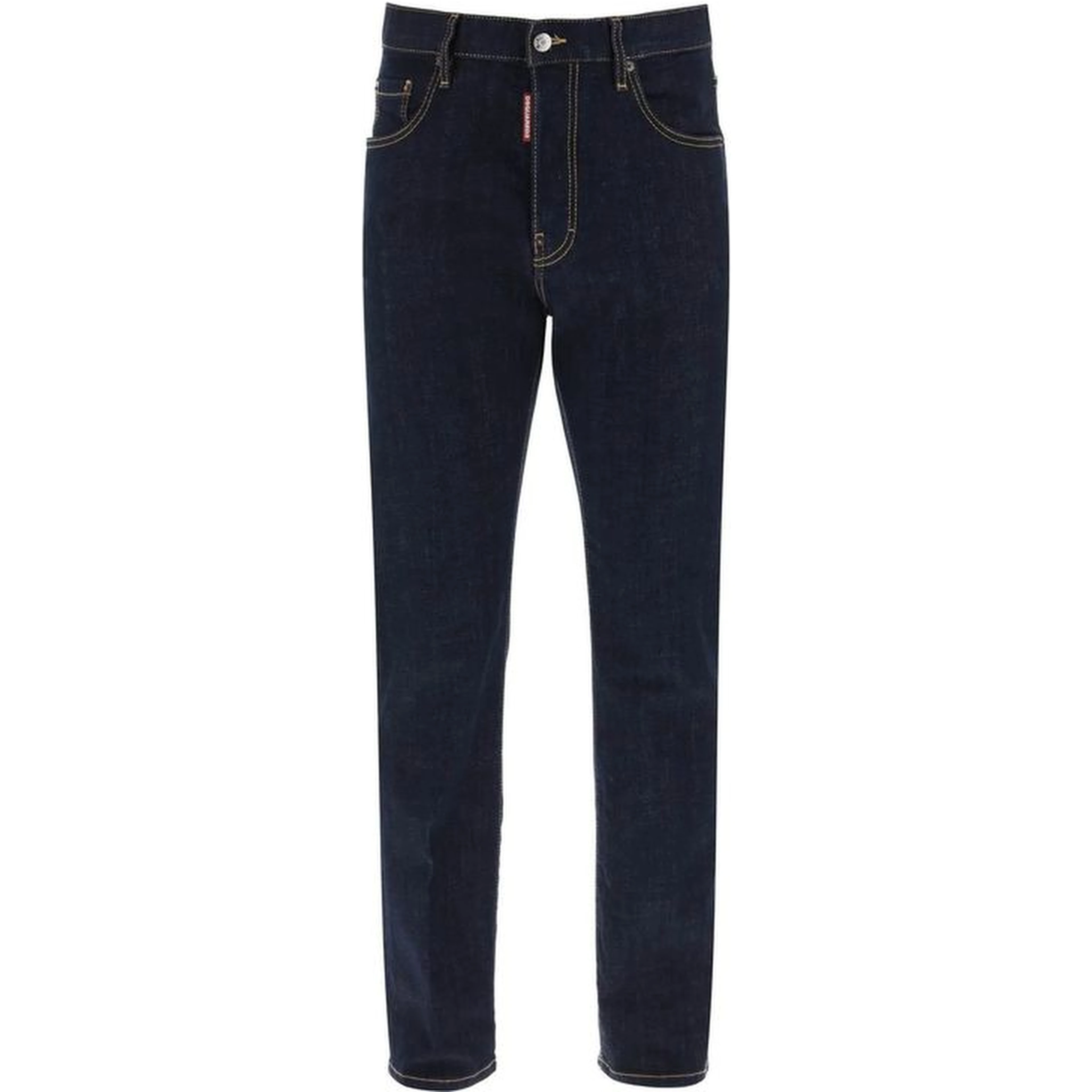 Blue Cotton Straight-Leg Jeans
