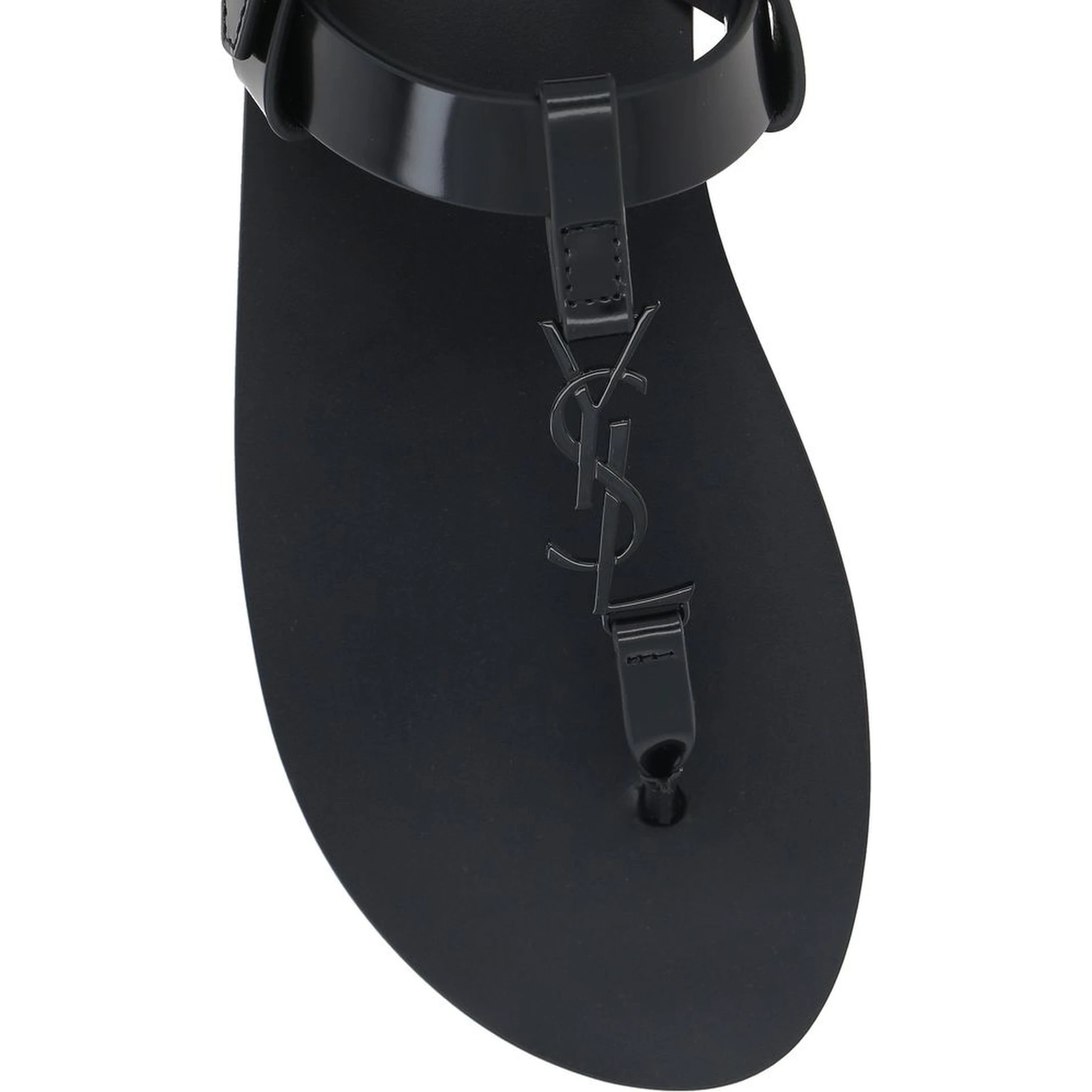 Black Calfskin Flat Sandals