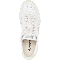 White Leather Low Top Sneakers