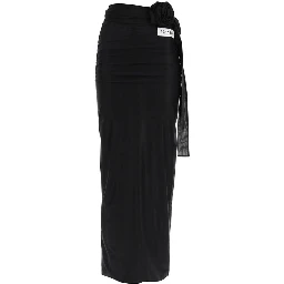 Black Elastane Long Skirt