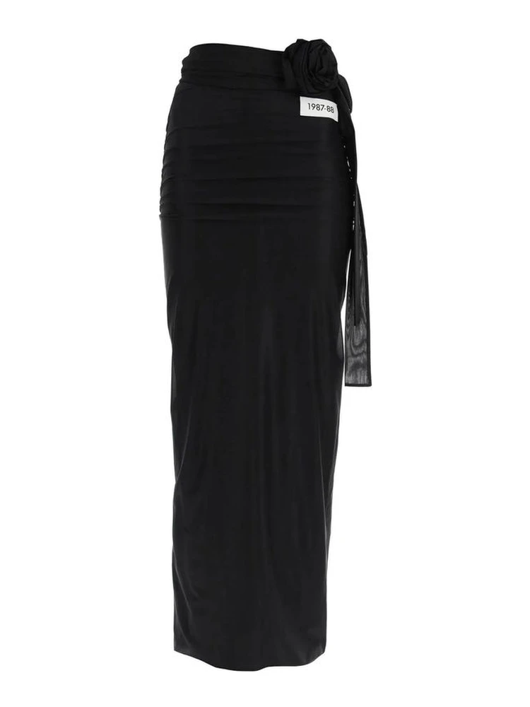 Black Elastane Long Skirt