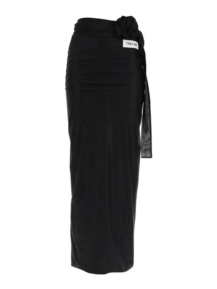 Black Elastane Long Skirt