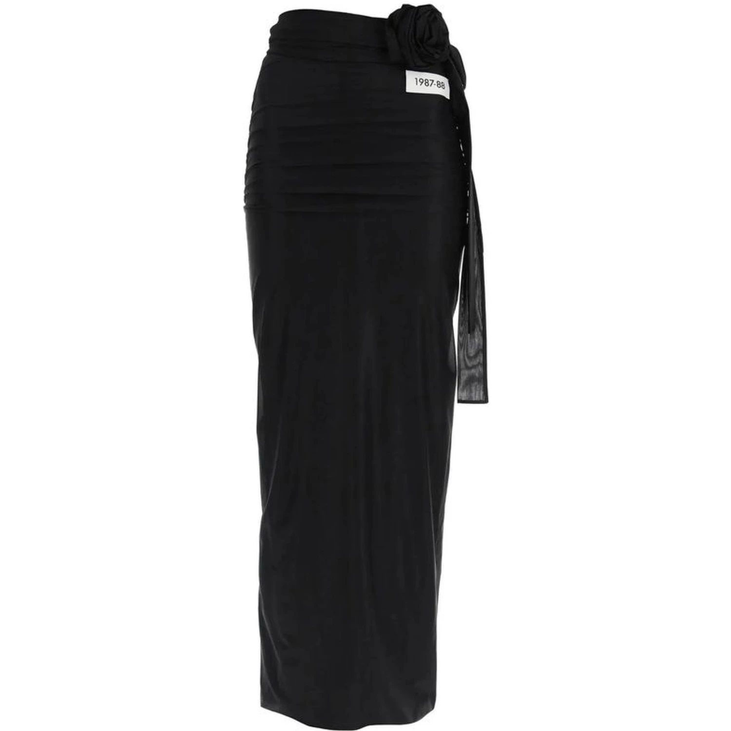 Black Elastane Long Skirt