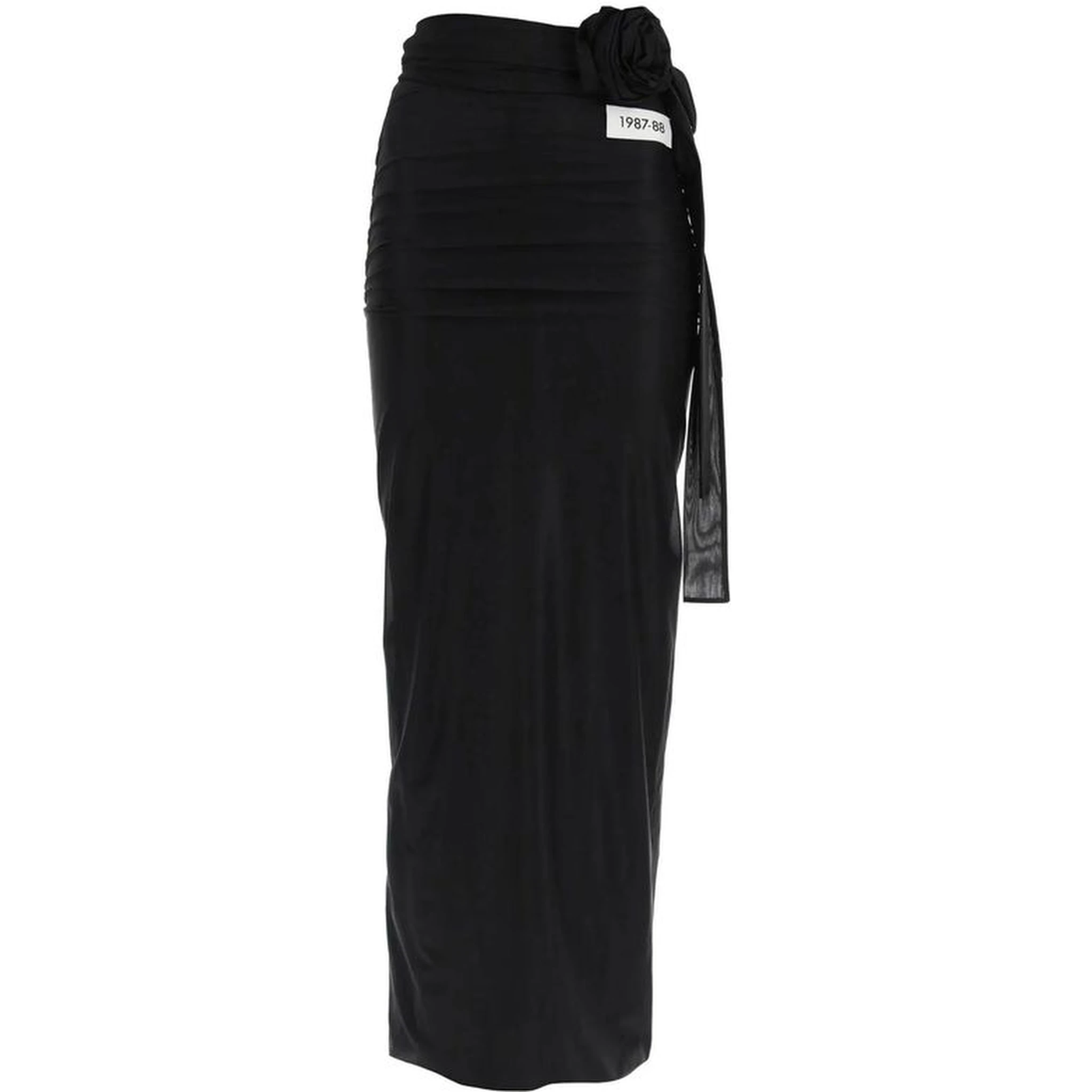 Black Elastane Long Skirt