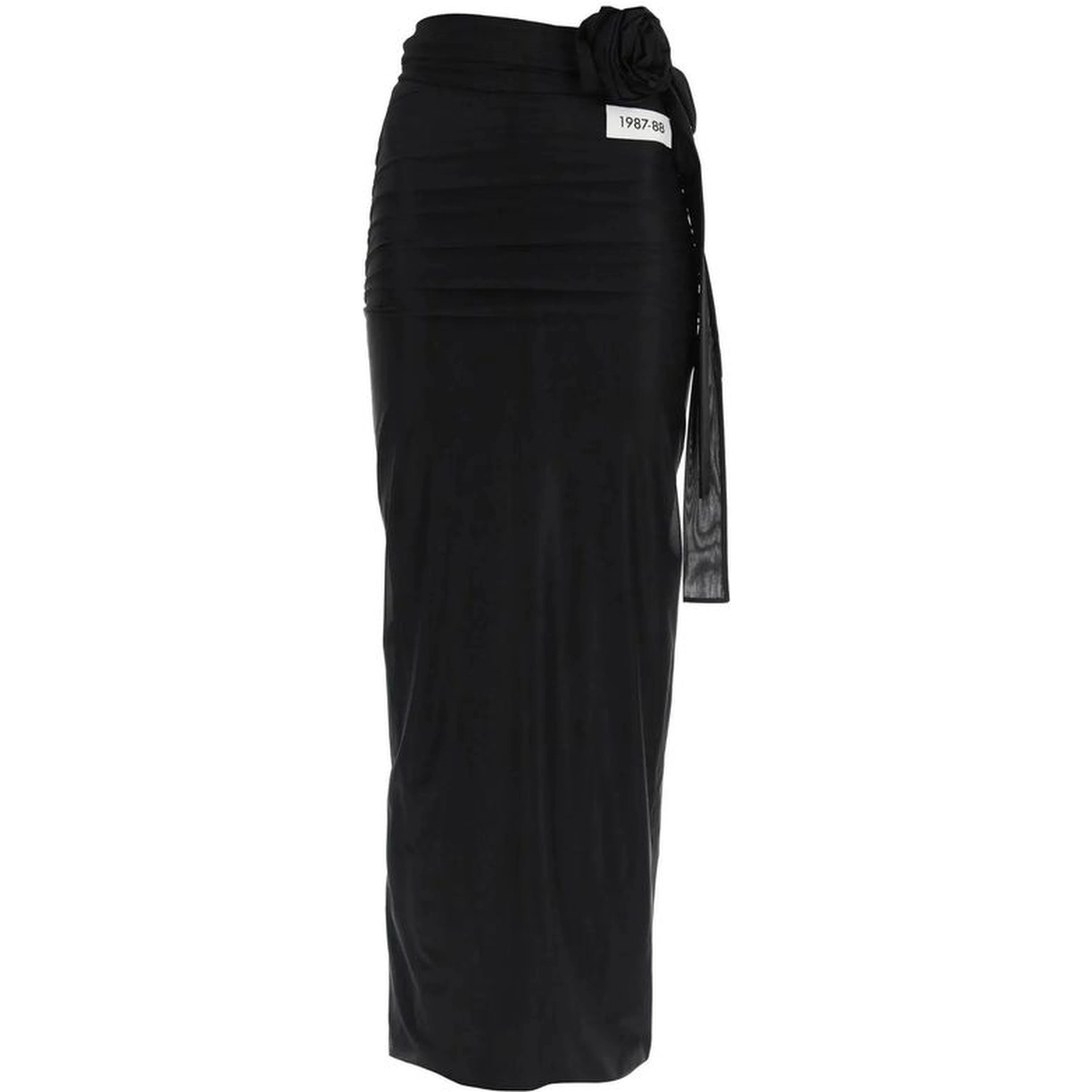 Black Elastane Long Skirt