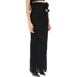 Black Elastane Long Skirt