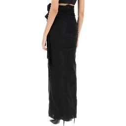 Black Elastane Long Skirt