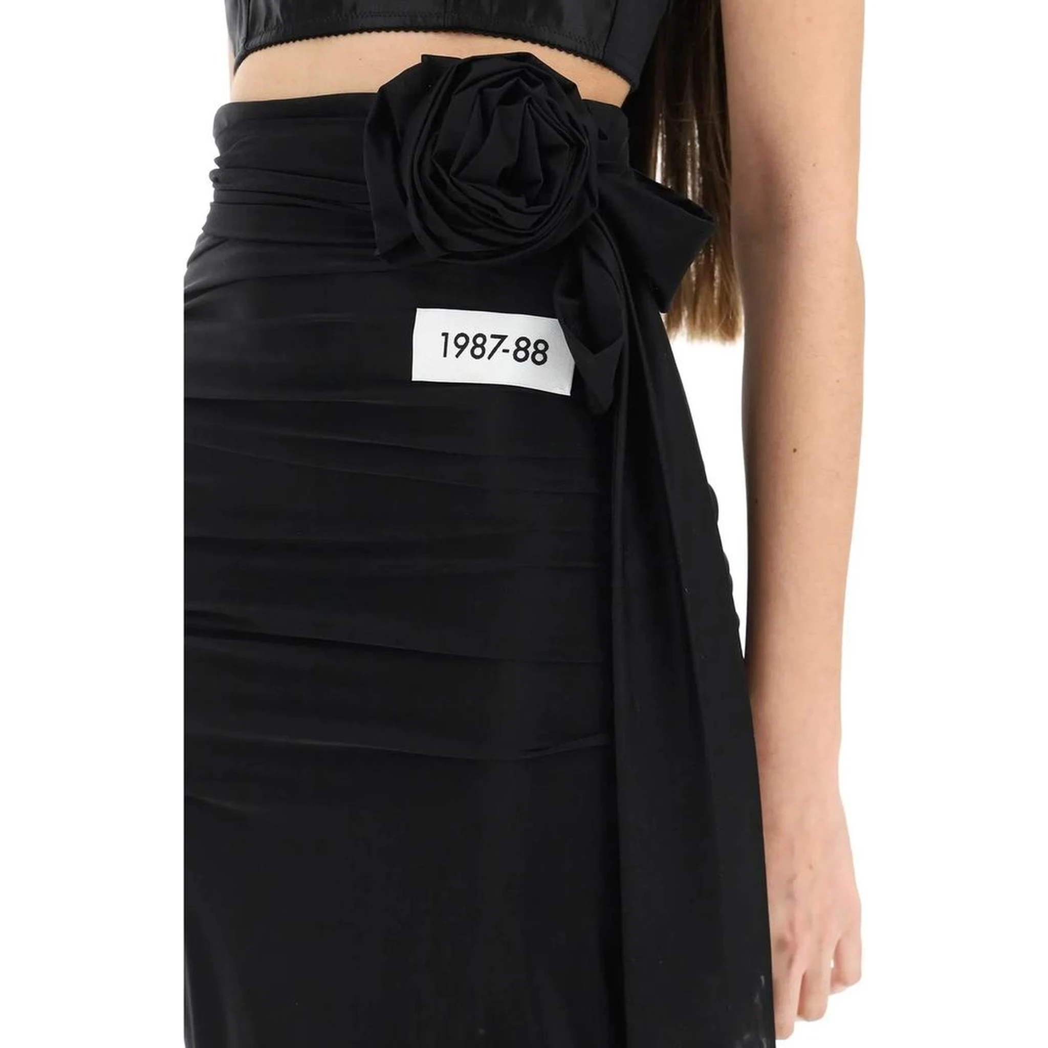 Black Elastane Long Skirt