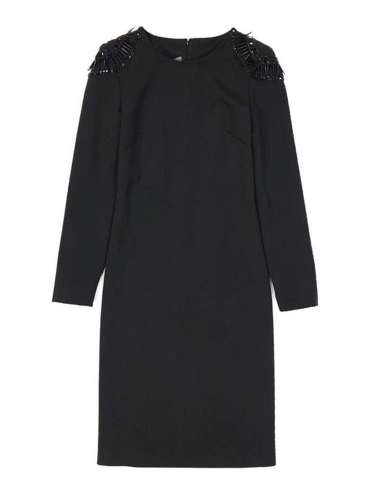 Black Elastane Casual Dress