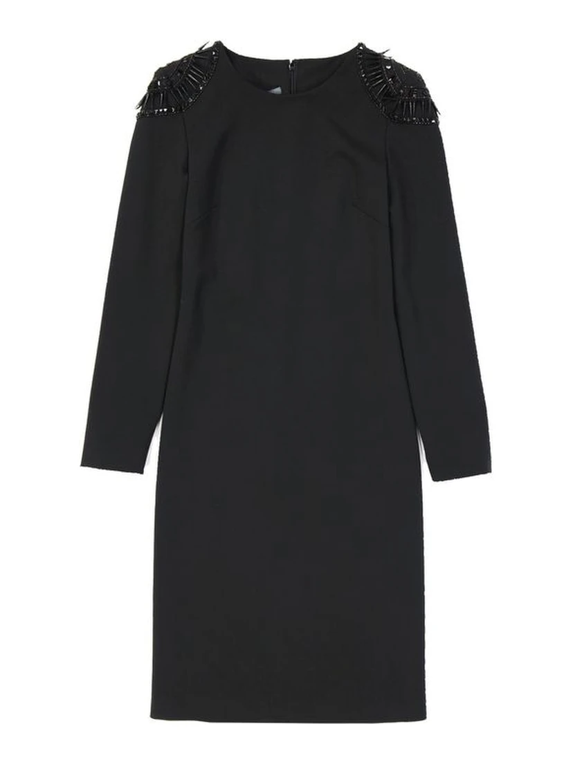 Black Elastane Casual Dress
