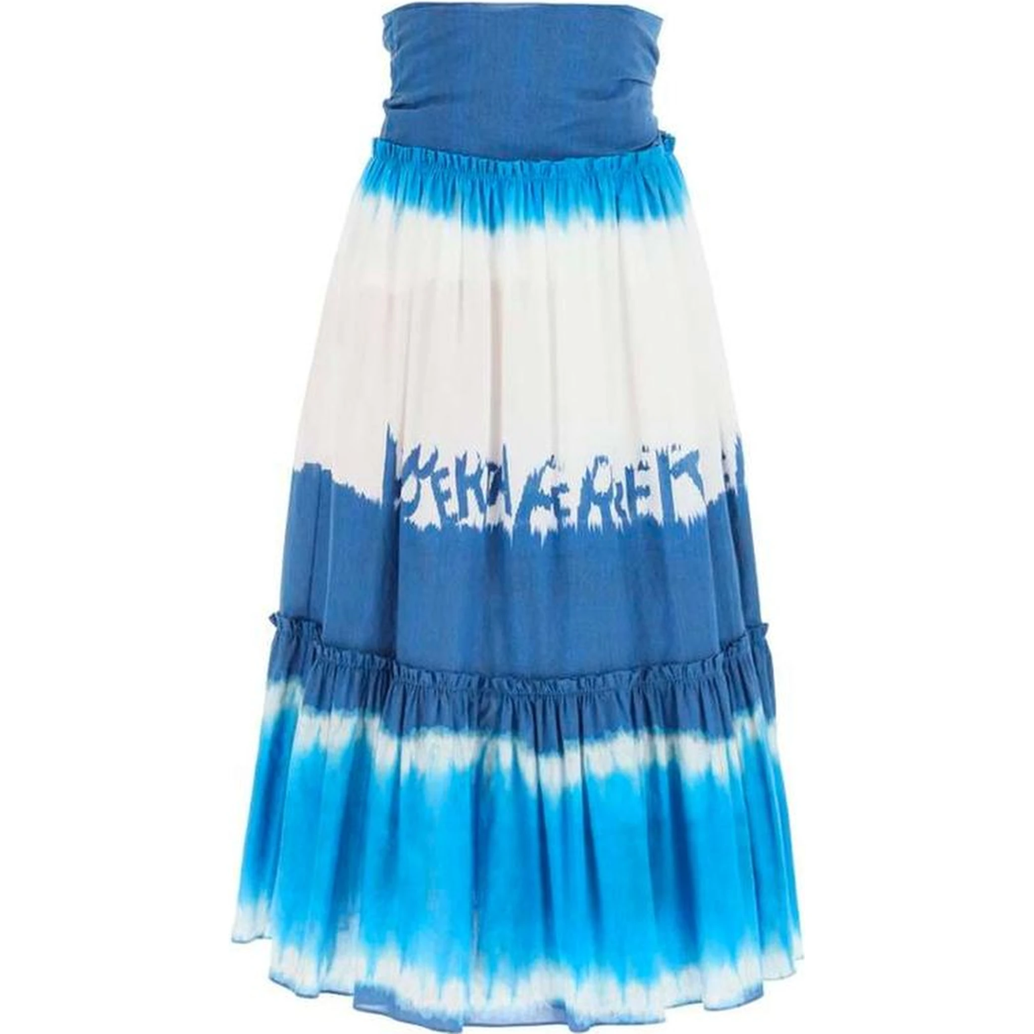 Blue Cotton Midi Skirt