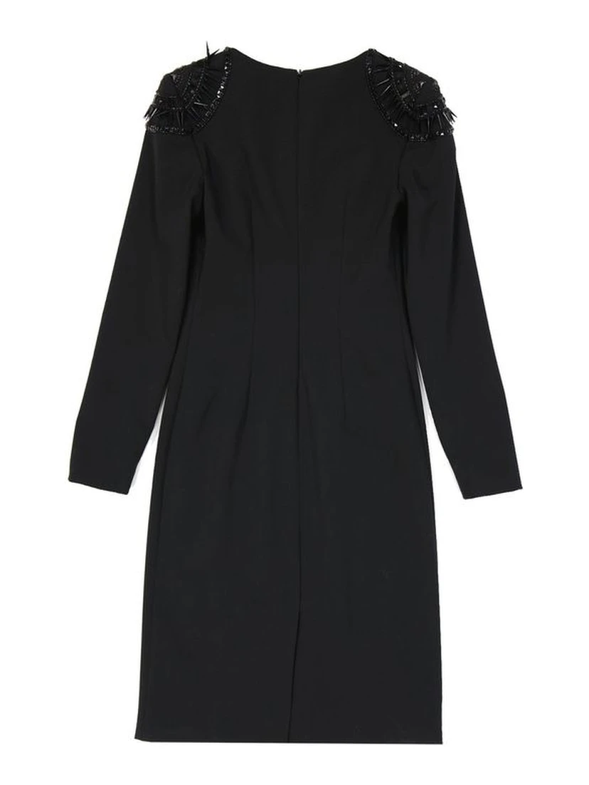 Black Elastane Casual Dress