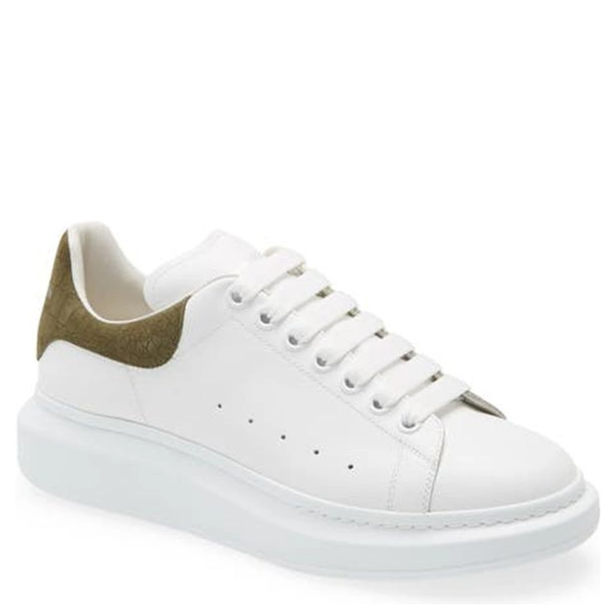 حذاء رياضي أبيض منخفض من جلد العجل