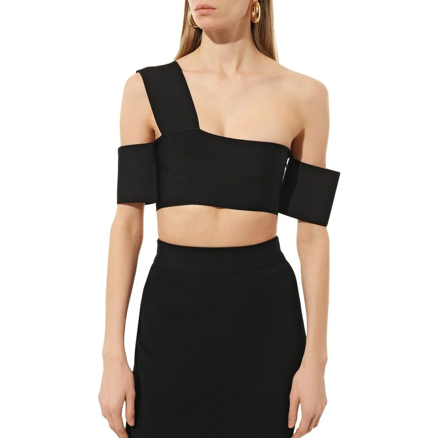 Black Elastane Tank Tops