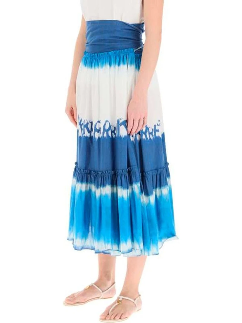 Blue Cotton Midi Skirt