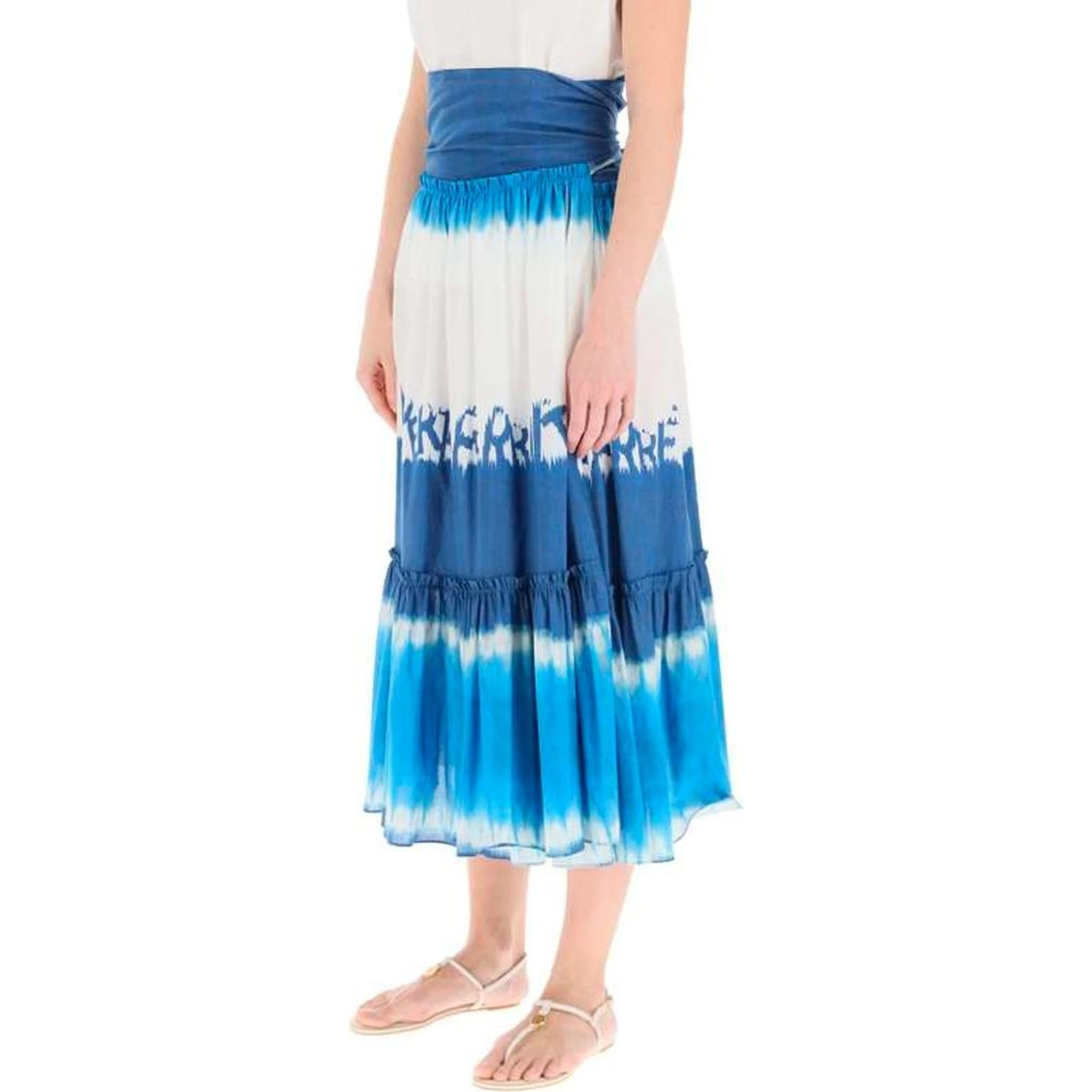 Blue Cotton Midi Skirt