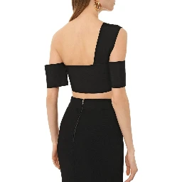 Black Elastane Tank Tops