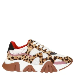 Beige Leather Chunky Sneakers