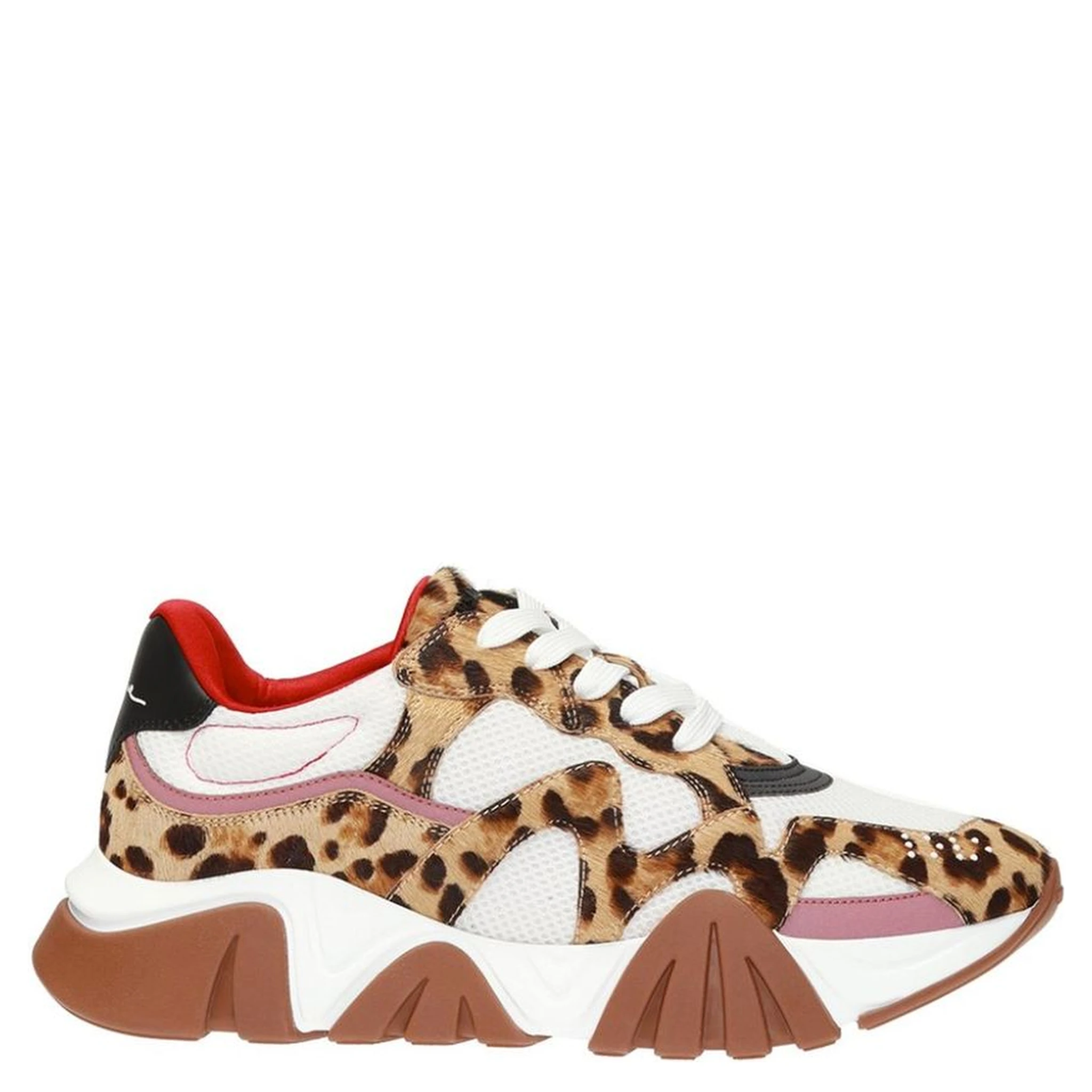 Beige Leather Chunky Sneakers