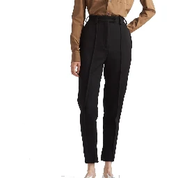 Black Virgin Wool Casual Pants