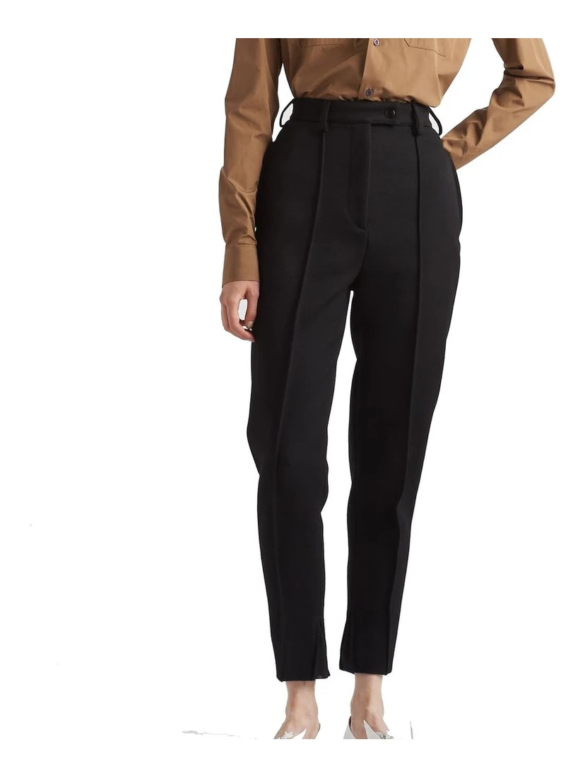 Black Virgin Wool Casual Pants
