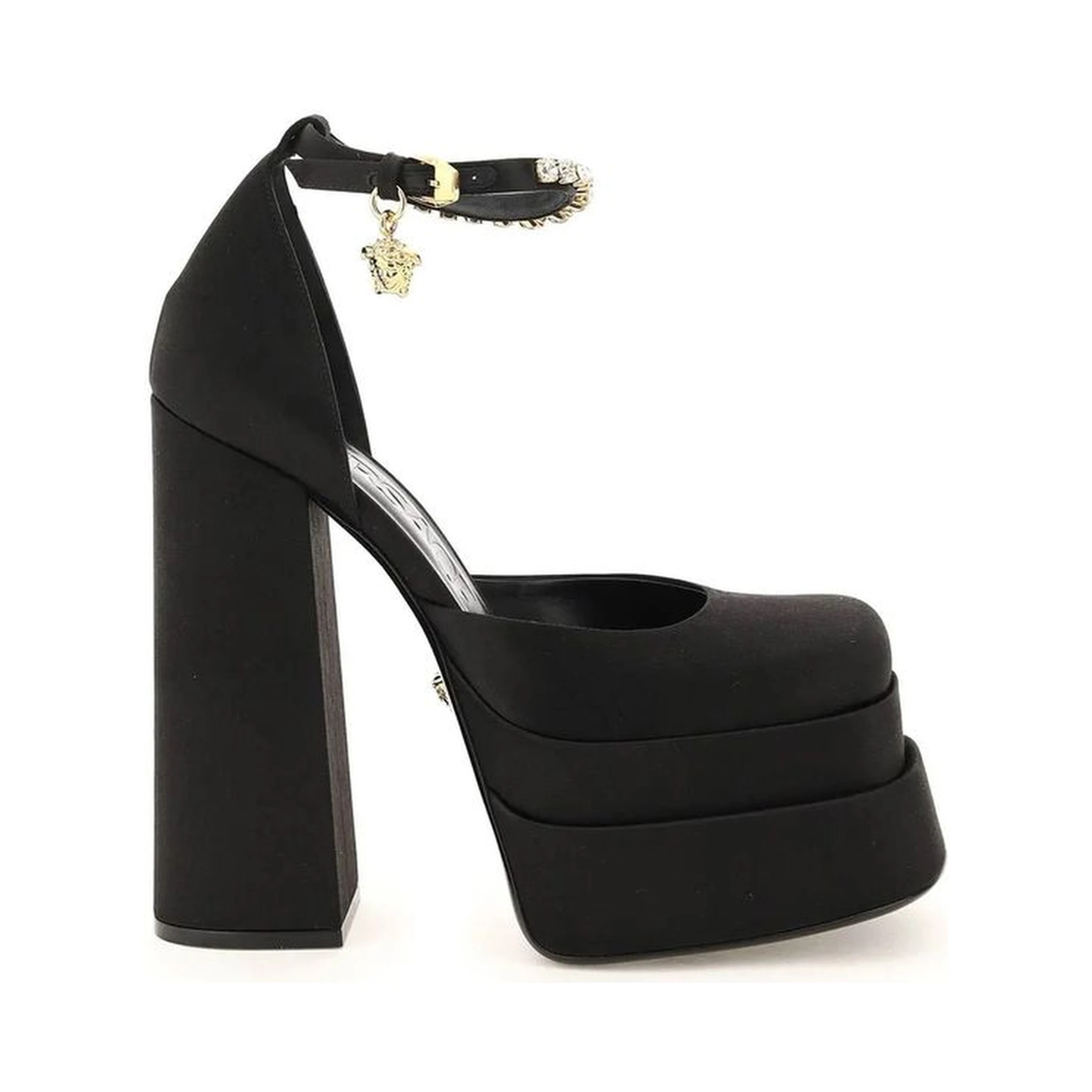 Black Silk Platform Pumps