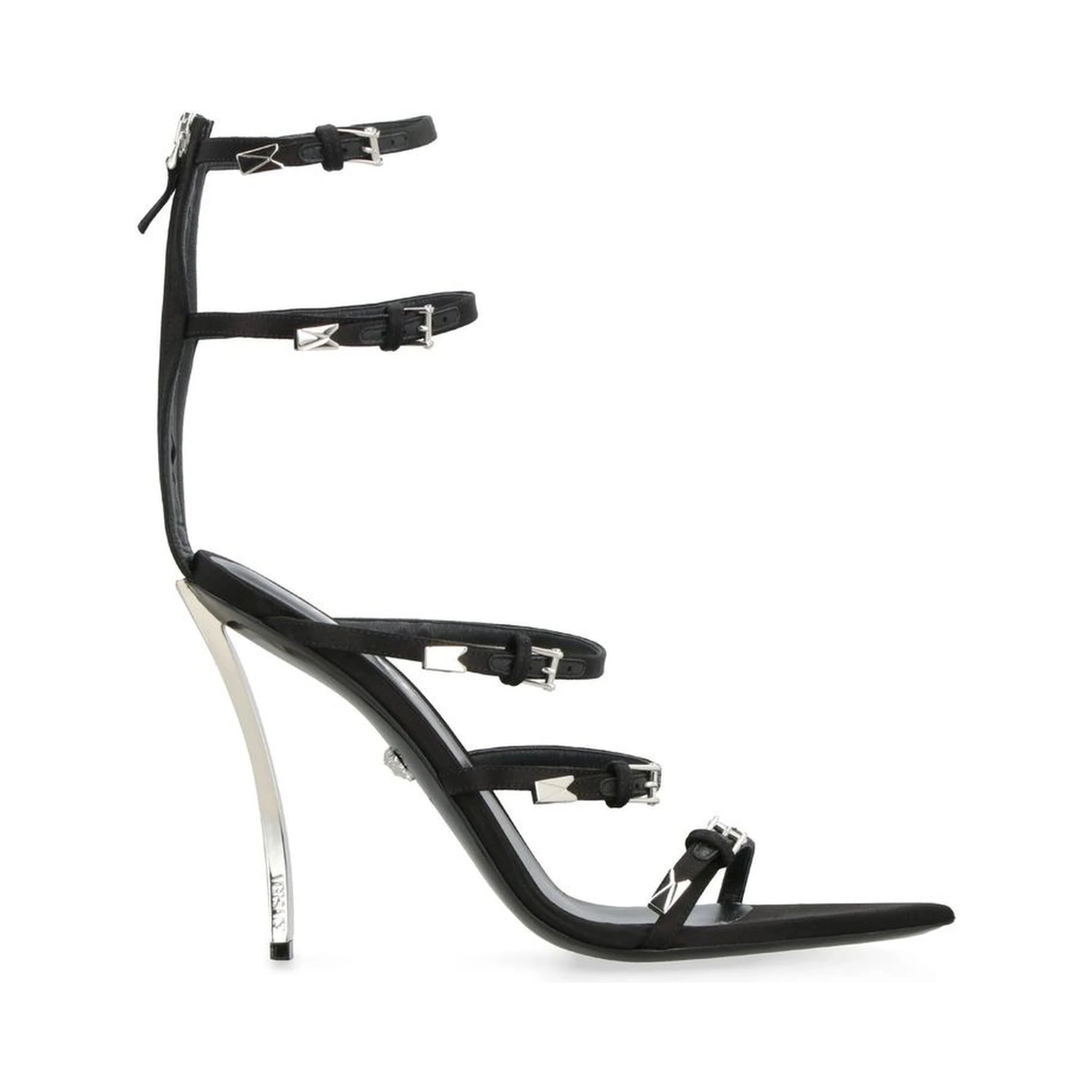Black Calfskin Stiletto Heel Sandals