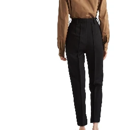 Black Virgin Wool Casual Pants