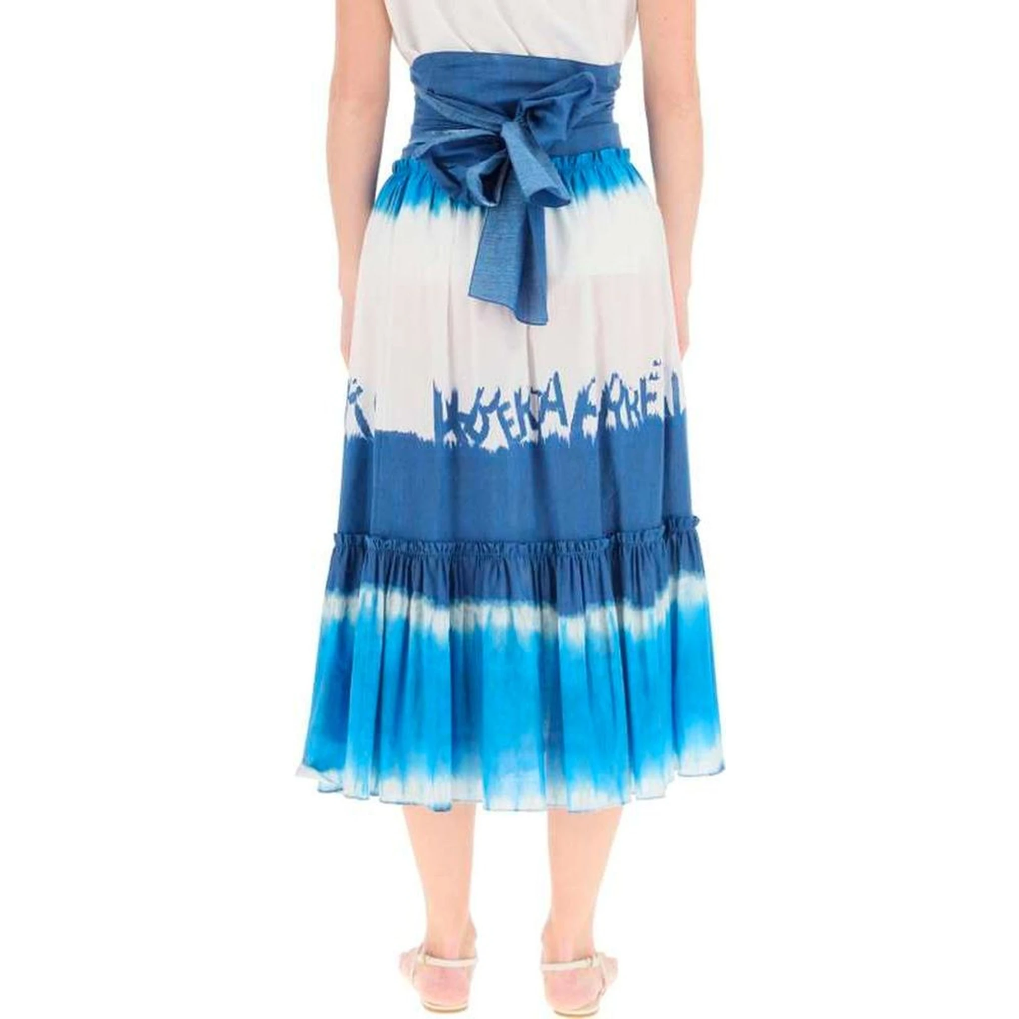 Blue Cotton Midi Skirt