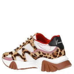 Beige Leather Chunky Sneakers