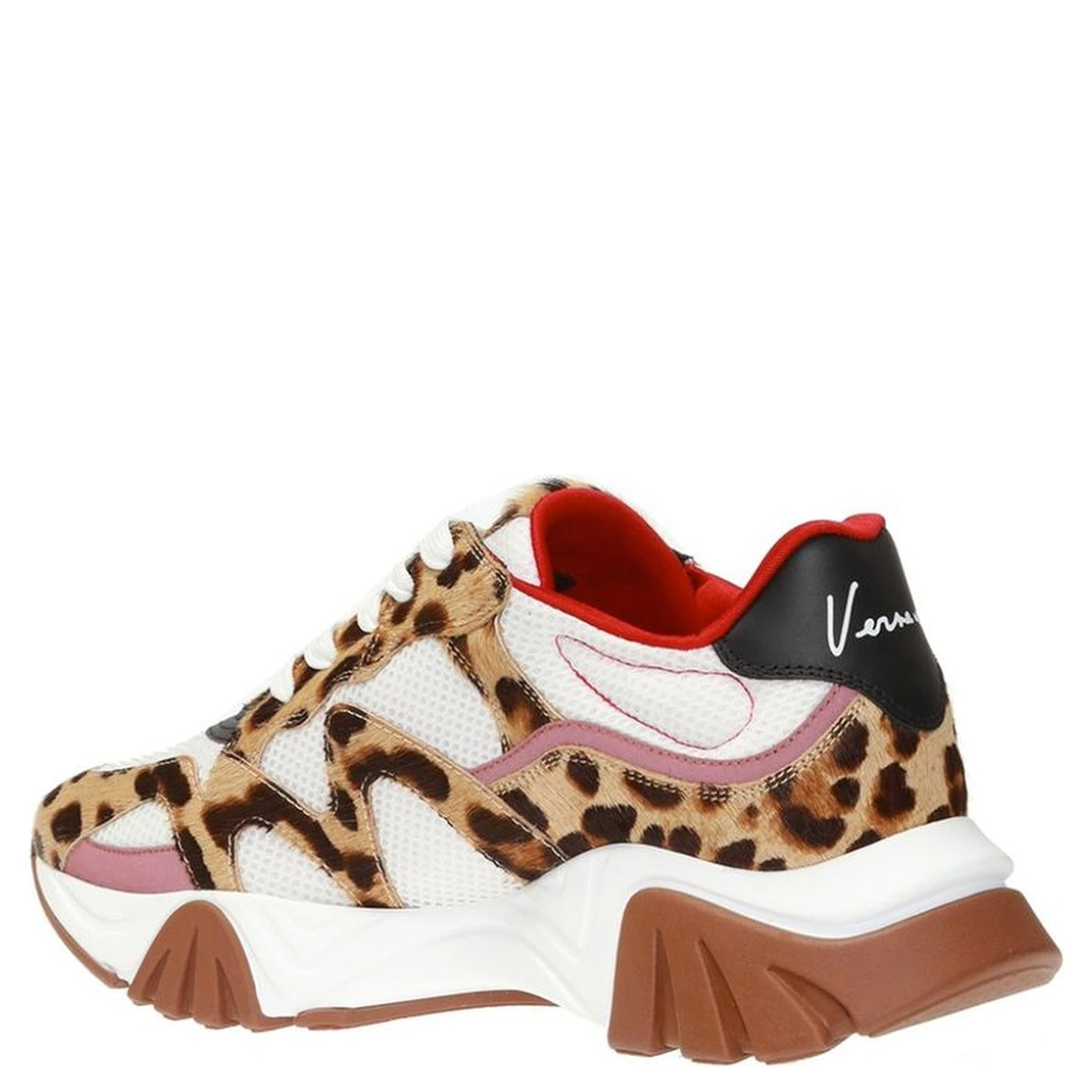 Beige Leather Chunky Sneakers