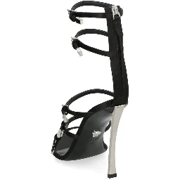 Black Calfskin Stiletto Heel Sandals