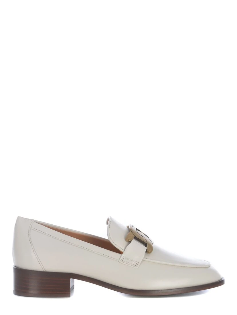 White Calfskin Slip-On Loafers