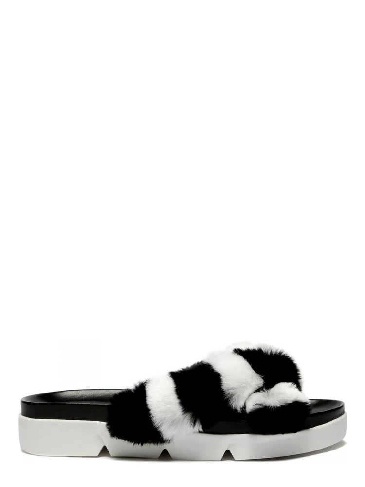 Black Fur Slippers
