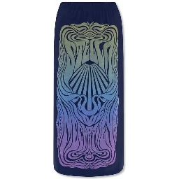 Blue Polyamide Midi Skirt