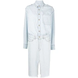 Blue Cotton Casual Dress